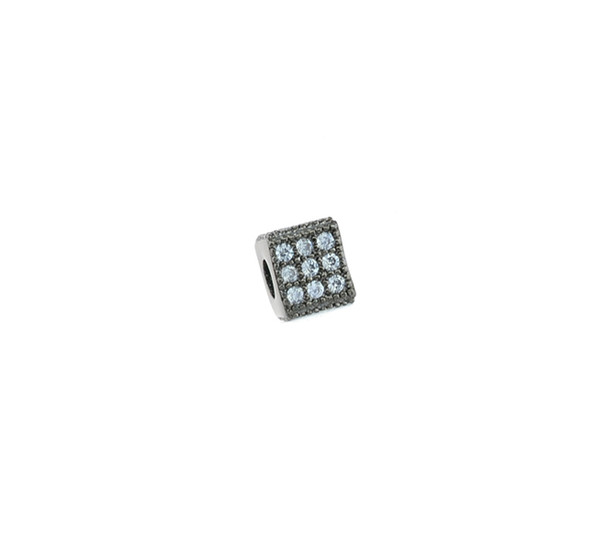 5mm Microset White CZ Cube Bead (Black Rhodium Plated)