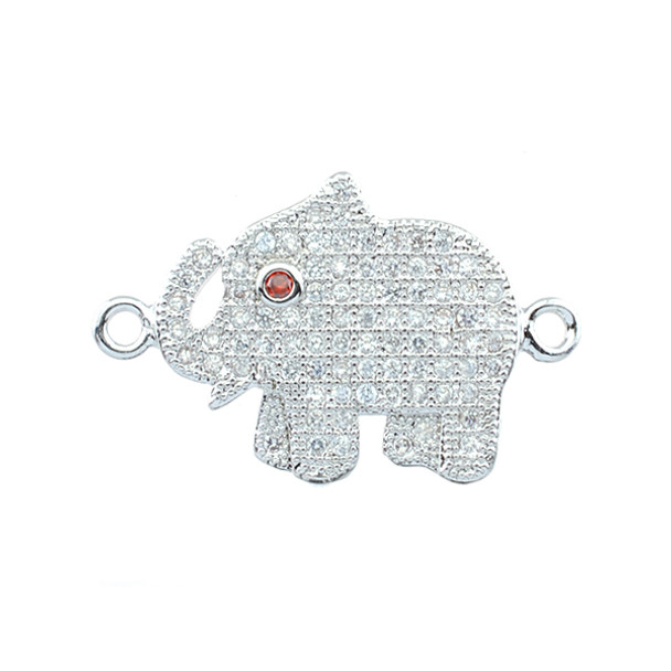 16x24mm Microset White CZ Elephant Connector (Rhodium Plated)