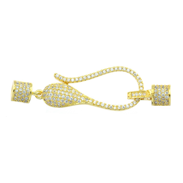 15x48mm Microset White CZ Fancy S Clasp (Gold Plated)