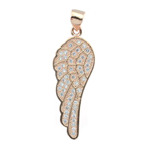 11x34mm Microset White CZ Wing Charm (Rose Gold Plated)