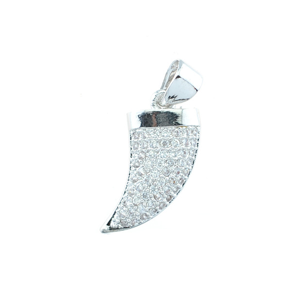 8x20mm Microset White CZ Chilli Pepper Charm (Rhodium Plated)