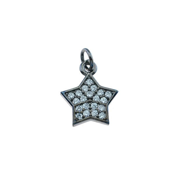 11mm Microset White CZ Star Charm (Black Rhodium Plated)