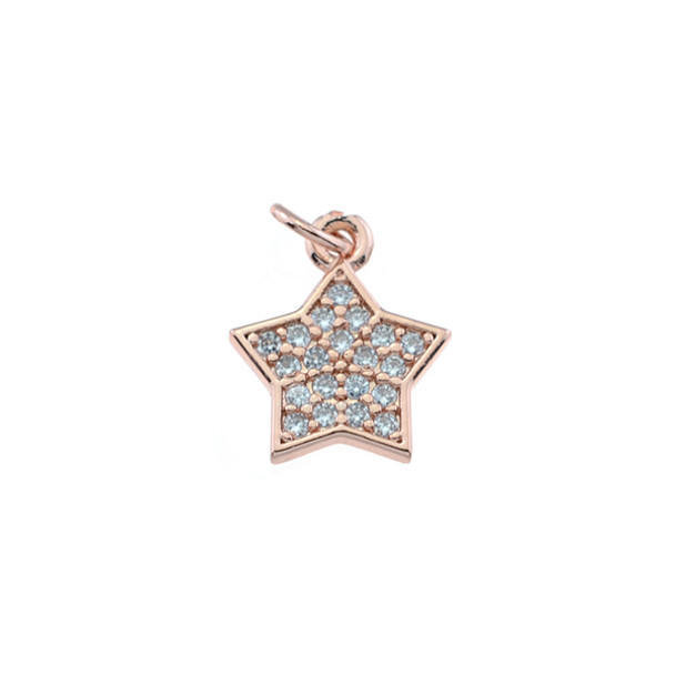 11mm Microset White CZ Star Charm (Rose Gold Plated)