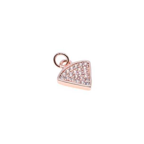 10mm x 13mm Microset White CZ Chinese Fan Charm (Rose Gold Plated)