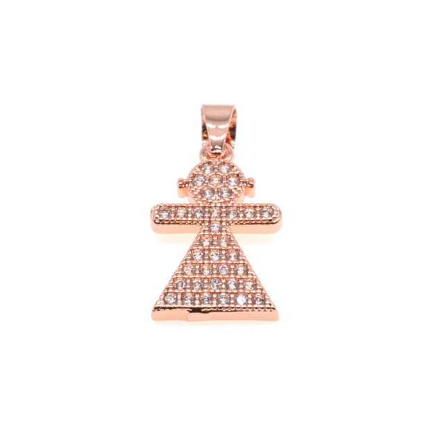 11mm x 21mm Microset White CZ Girl Charm (Rose Gold Plated)