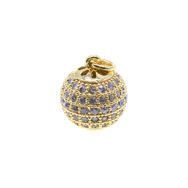 12mm Microset White CZ Round Ball Charm (Gold Plated)