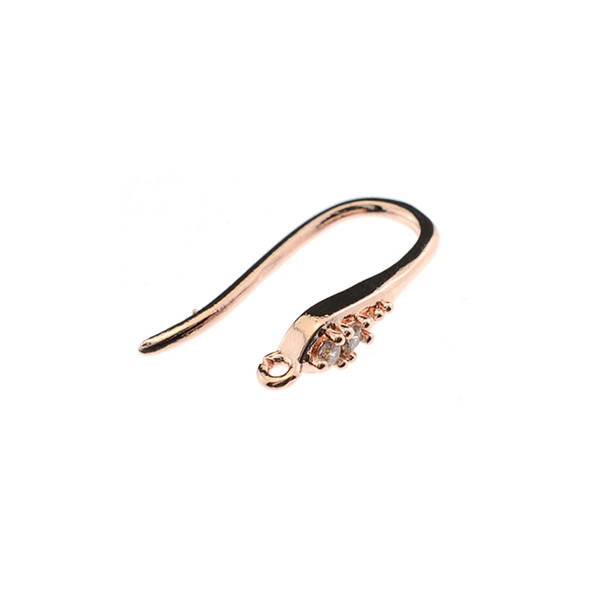 3x16mm Microset White CZ Double CZ Dangling Earring Hook Parts (Rose Gold Plated) - 4/Pack