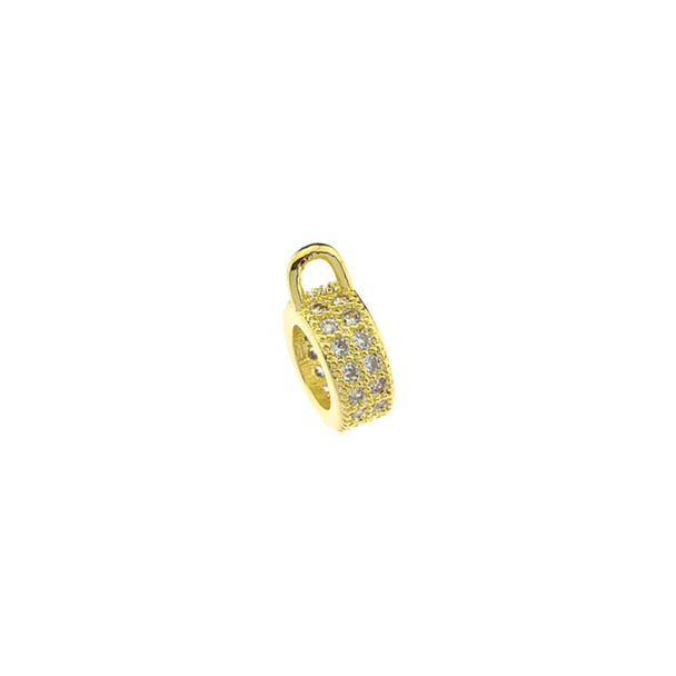 8x3mm Microset White CZ Double Row Spacer with Ring (Gold Plated) - 2/Pack