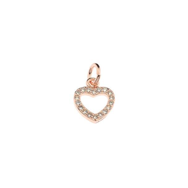 8x10mm Microset White CZ Heart Outline Mini Charm (Rose Gold Plated) - 4/Pack