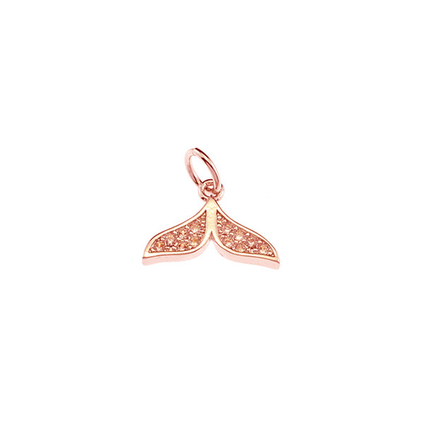 12x8mm Microset White CZ Whale Tail Mini Charm (Rose Gold Plated) - 4/Pack
