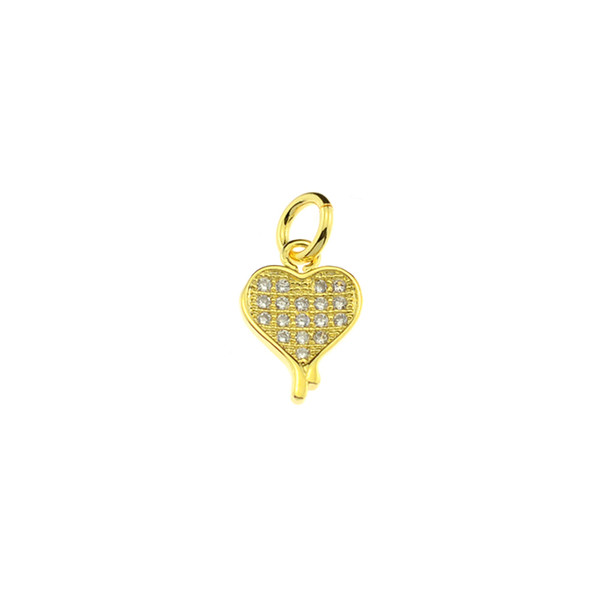 8x11mm Microset White CZ Heart Mini Charm (Gold Plated) - 3/Pack