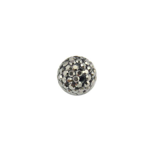 Pave Crystal Beads Jet Hematite 10MM - 6/pack