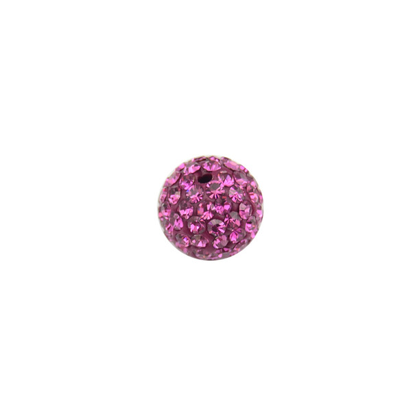 Pave Crystal Beads Fuchsia 10MM - 6/pack