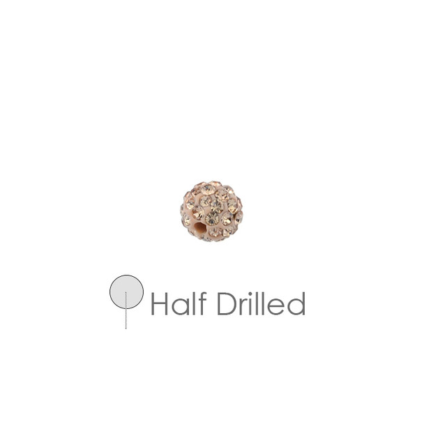 Pave Crystal Half Drilled Beads Light Peach 6mm - 4/Pack