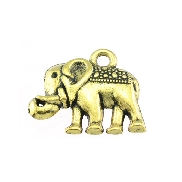 Pewter Elephant with Ring - Gold 17x11x3mm (18Pcs)