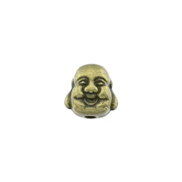 Pewter Buddah Head 10mm x 9mm - Antique Brass (18Pcs)