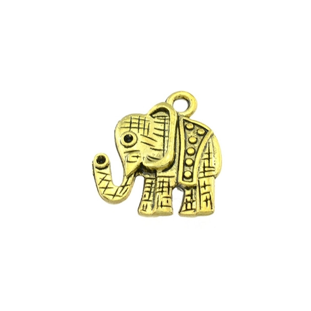 Pewter Elephant Charm 14mm x 16mm - Gold (24Pcs)