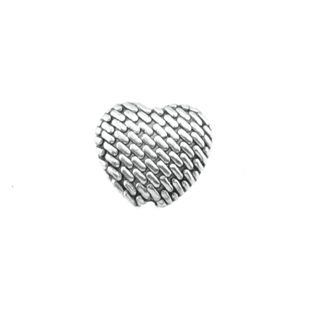 Pewter Heart Puff with Pattern Bead (28Pcs)