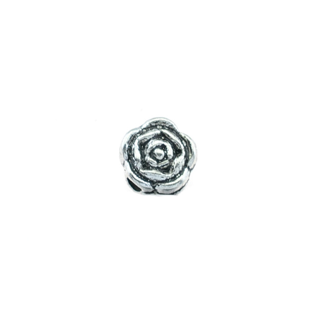 Pewter Flat Rose Bead (100Pcs)