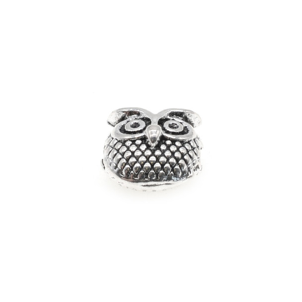 Pewter Owl Puff Bead 10mm x 11mm x 7mm (16 Pcs)