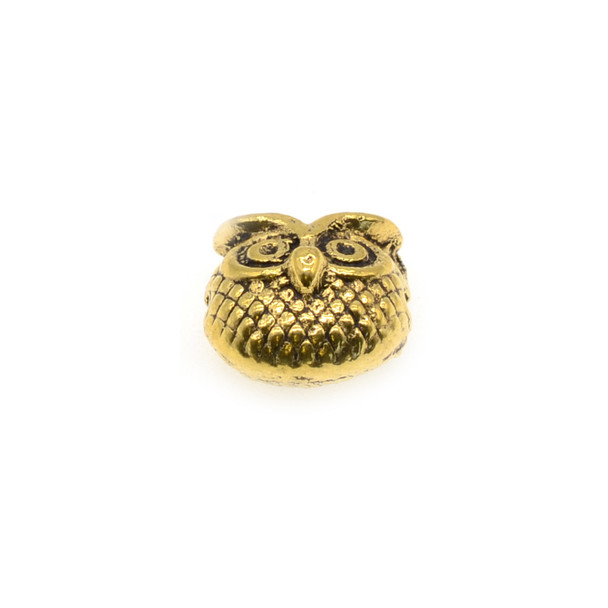 Pewter Owl Puff Bead 10mm x 11mm x 7mm - Gold (16 Pcs)