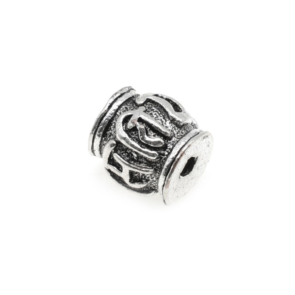 Pewter Mantra Barrel Bead 11mm x 11mm x 11.8mm (10 Pcs)