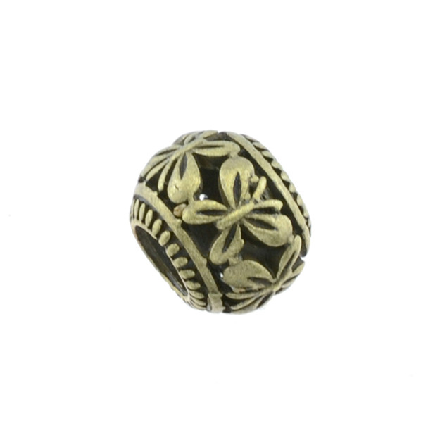 Pewter Large Hole Beads - Antique Brass (8Pcs)