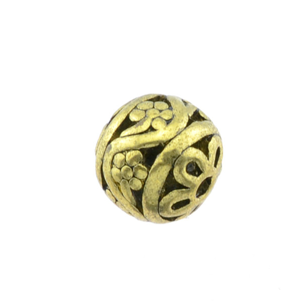 Pewter Large Daisy Hollow Beads - Gold (8Pcs)