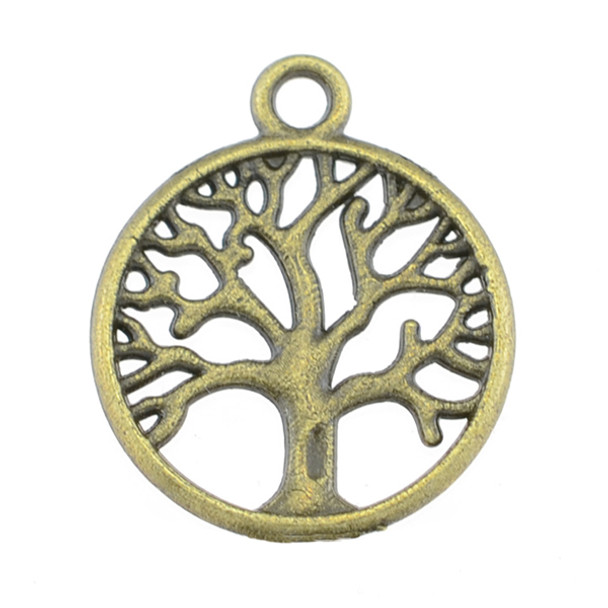 Pewter Tree of Life Charm Large - Antique Brass (20Pcs)