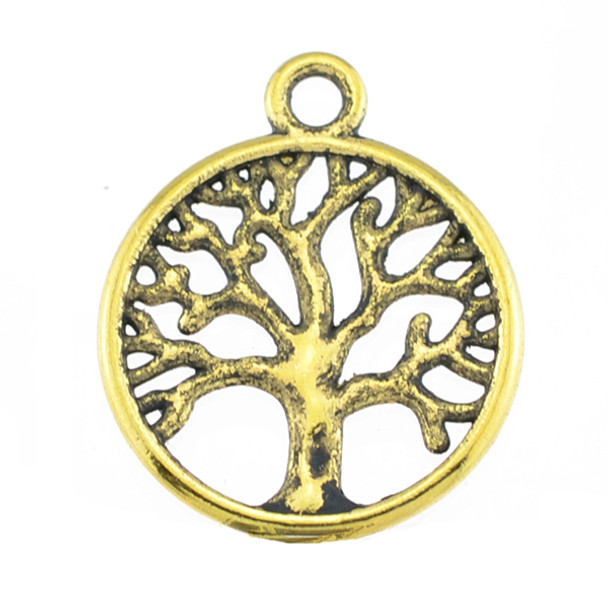 Pewter Tree of Life Charm Large - Gold (20Pcs)