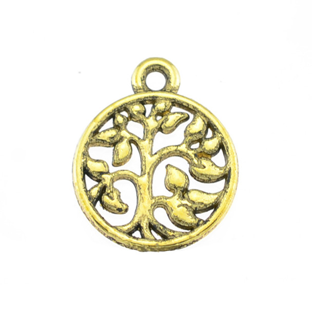 Pewter Tree of Life Charm Small - Gold (30Pcs)