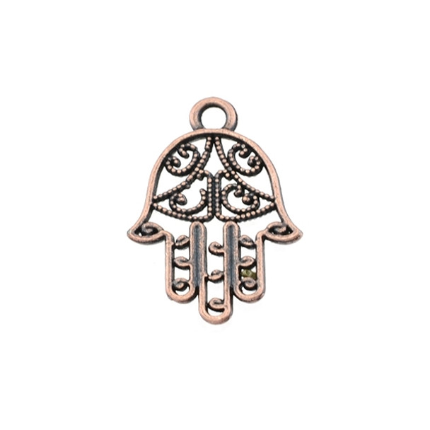 Pewter Hamsa Hand Charm 14mm x 21mm - Antique Copper (50Pcs)