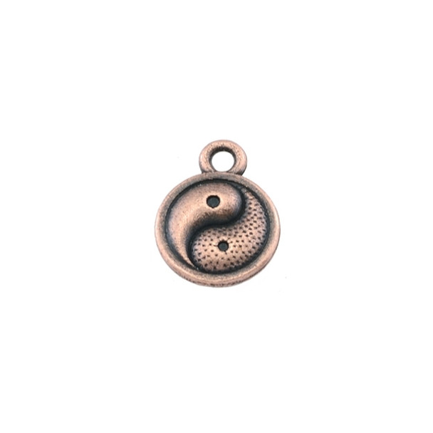 Pewter Ying Yang Charm 10mm - Antique Copper (60Pcs)