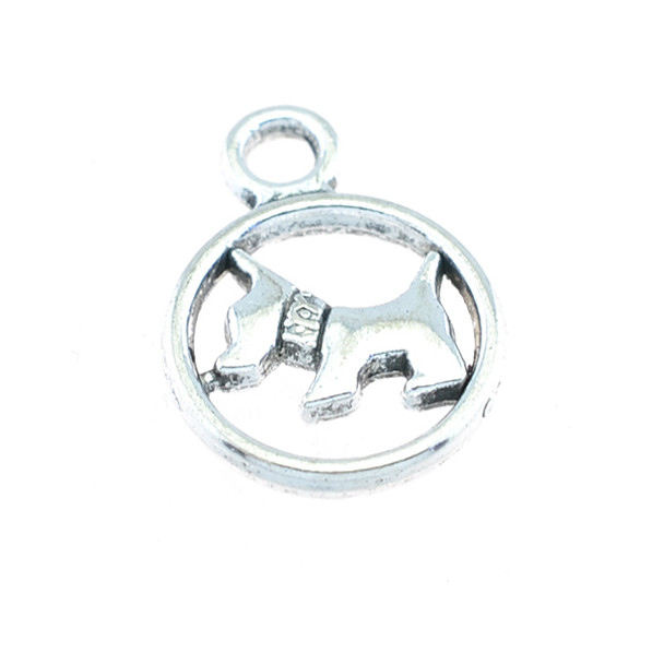 Dog Flat Circle Charm 13x13x2mm (36Pcs)