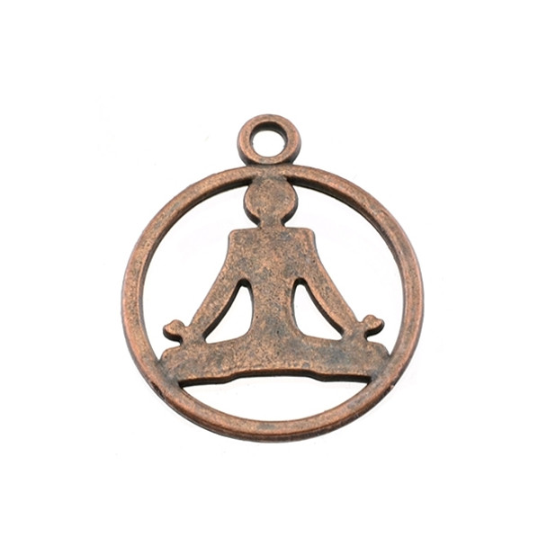 Meditation Flat Circle Charm 20mm x 20mm x 2mm - Antique Copper (30Pcs)