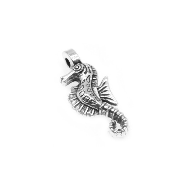 Pewter Single Sided Seahorse Charm 8.9mm x 21mm x 2.3mm (52 Pcs)