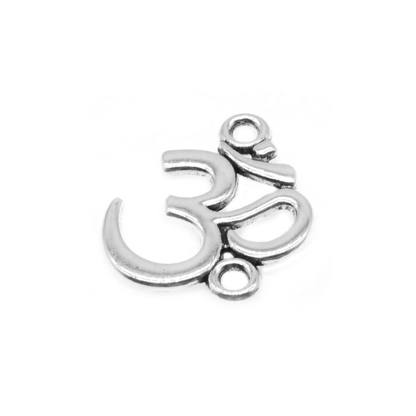 Pewter Om (Ohm) Namaste Large Connector 16.5mm x 20.4mm x 1.3mm (56 Pcs)