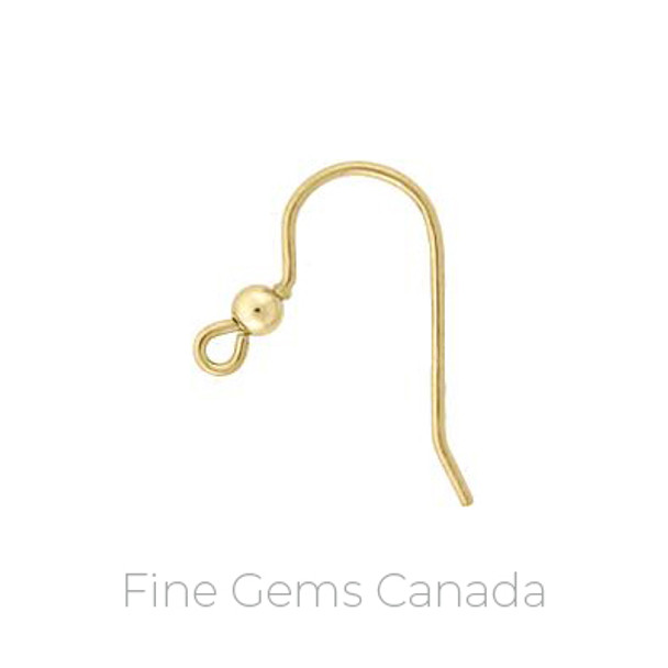 14K Gold Filled - French Ear Wire .030" w/3.0mm Bead - 10/Pack