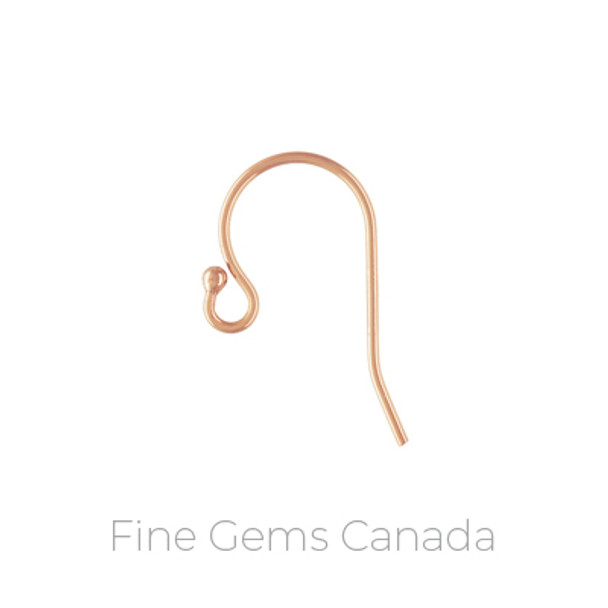 14K Rose Gold Filled - Ball End Ear Wire 11.5x20.0mm (0.66mm) - 10/Pack
