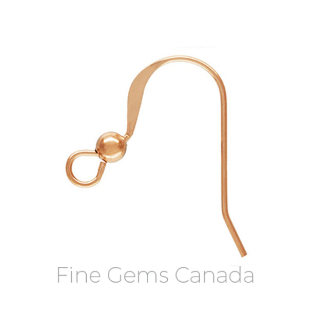 14K Rose Gold Filled - Ear Wire Flat with 3.0mm Bead - 10/Pack