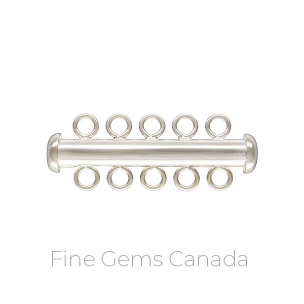 4.3x32.0mm Tube Clasp 5 Row - 1/pack - 925 Sterling Silver