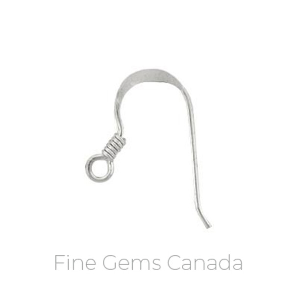 Ear Wire Flat .024" w/Coil - 20/pack - 925 Sterling Silver