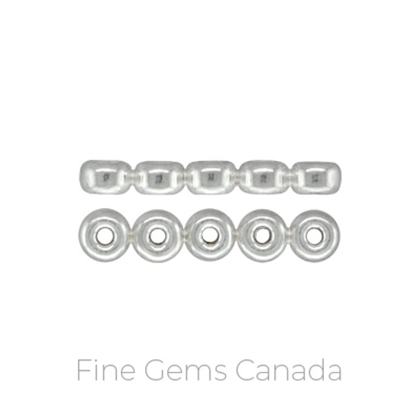 4.0mm Rondel x 5-Row Spacer - 4/pack - 925 Sterling Silver