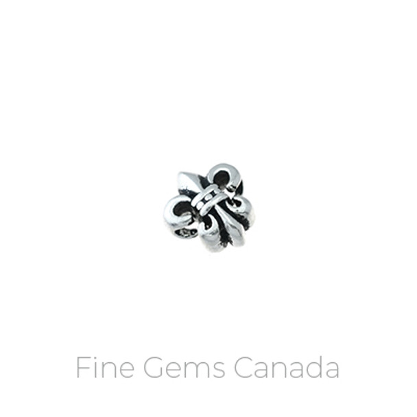 Antique Tibetan Flat Fleur de Lys (8.7 x 7.5 x 4.6mm) - 5/pack - 925 Sterling Silver