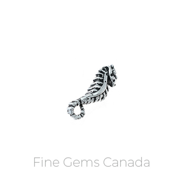 Antique Tibetan Sea Horse Charm with Ring (6.2 x 19.6mm) - 5/pack - 925 Sterling Silver