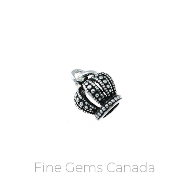 Antique Tibetan Crown Charm with Ring (12.8 x 8.2mm) - 5/pack - 925 Sterling Silver