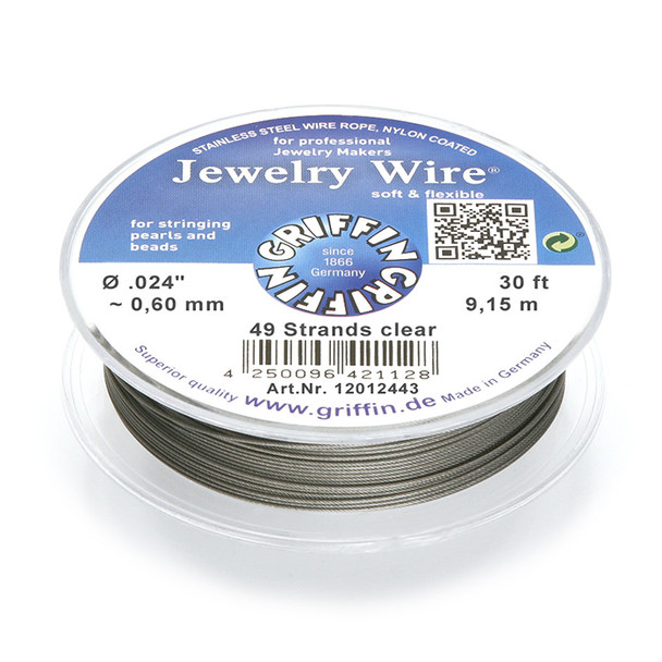 Jewelry Wire .024 inch~0,60mm/49 strands clear, 30ft~9,15m spool