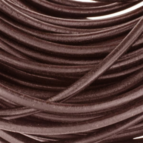 Leather Round Brown 5.0mm - Sold per 5Yards