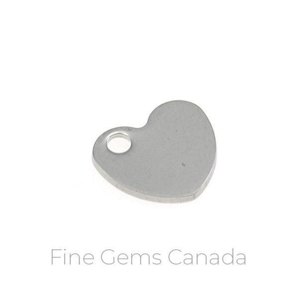 Stainless Steel - 9mm Heart Tag - 50/Pack