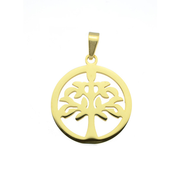 Stainless Steel Charm Tree of Life 25mm - Gold